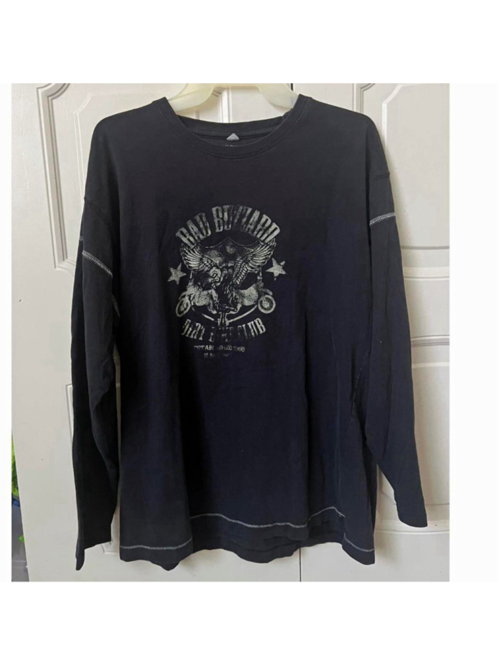 Harley-Davidson Men’s Black L Cotton Knit Crew Neck Long Sleeve Eagle Logo Tee